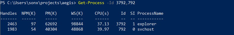 explorer.exe (PID 3792) and the svchost hosting the AppInfo service (PID 792)